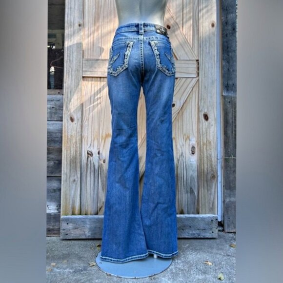 Miss Me Stretch Denim Mid Rise Embellished Bootcut Jeans~31~ - Picture 1 of 6